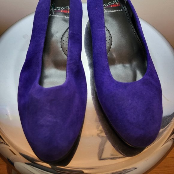 Purple suede 80s flats - Picture 1 of 4